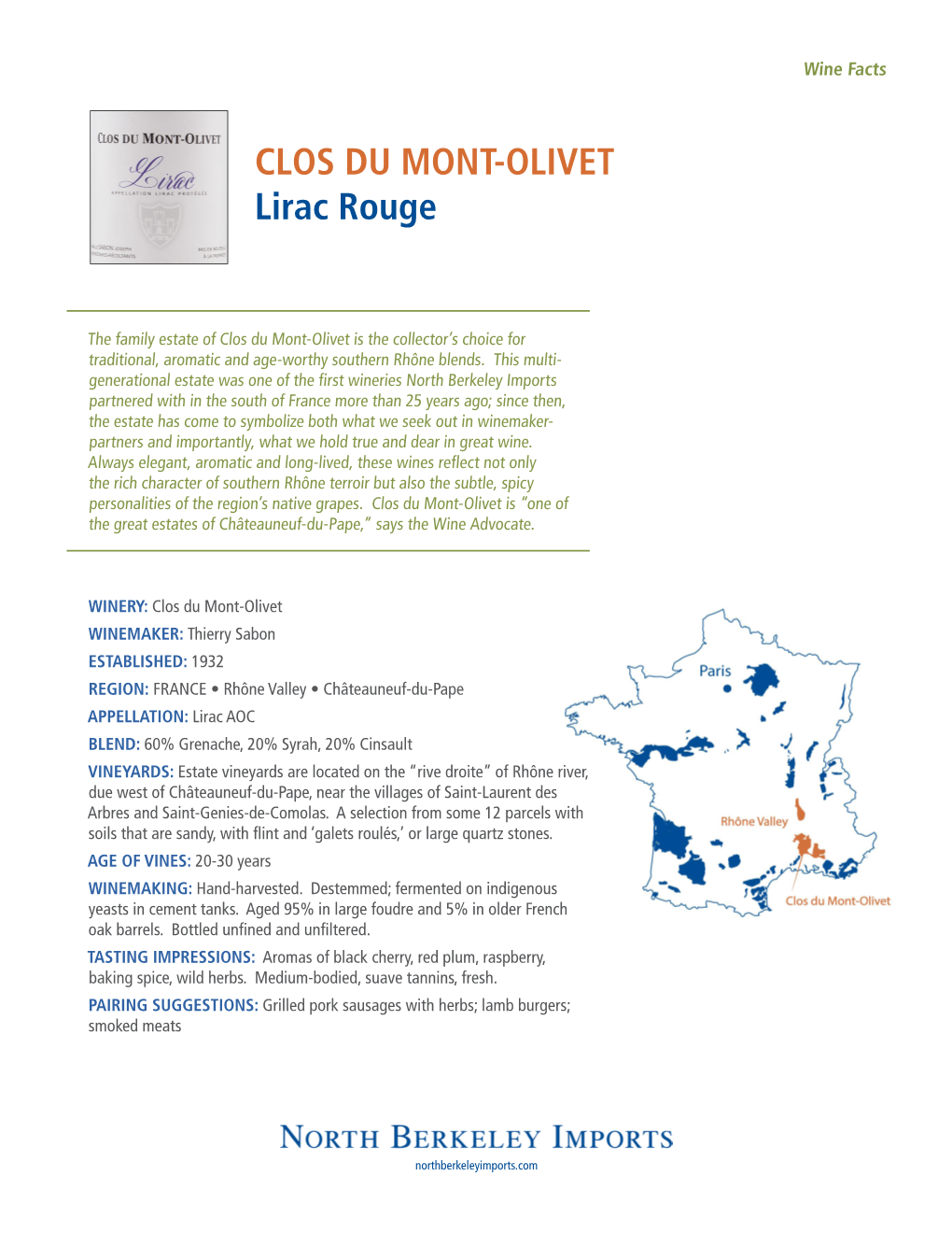 CLOS DU MONT-OLIVET Lirac Rouge