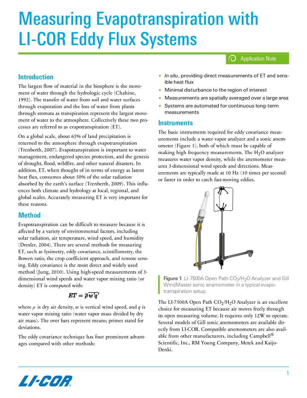 Measuring Evapotranspiration with LI-COR Eddy Flux Systems