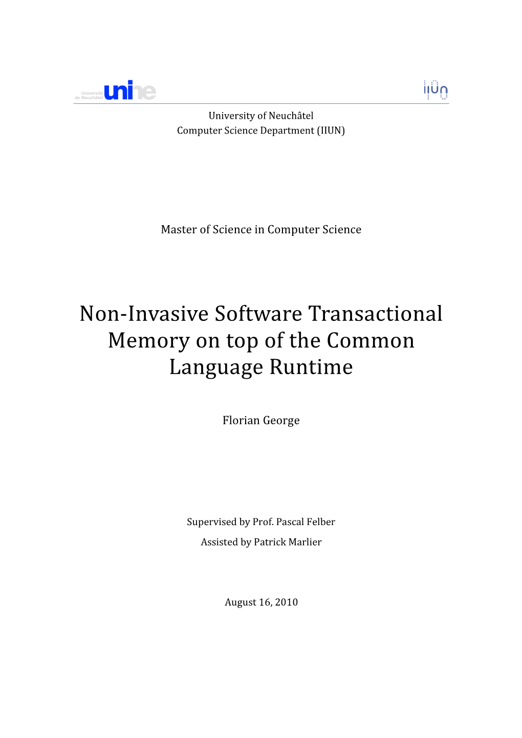 Non-Invasive Software Transactional Memory on Top of the Common Language Runtime