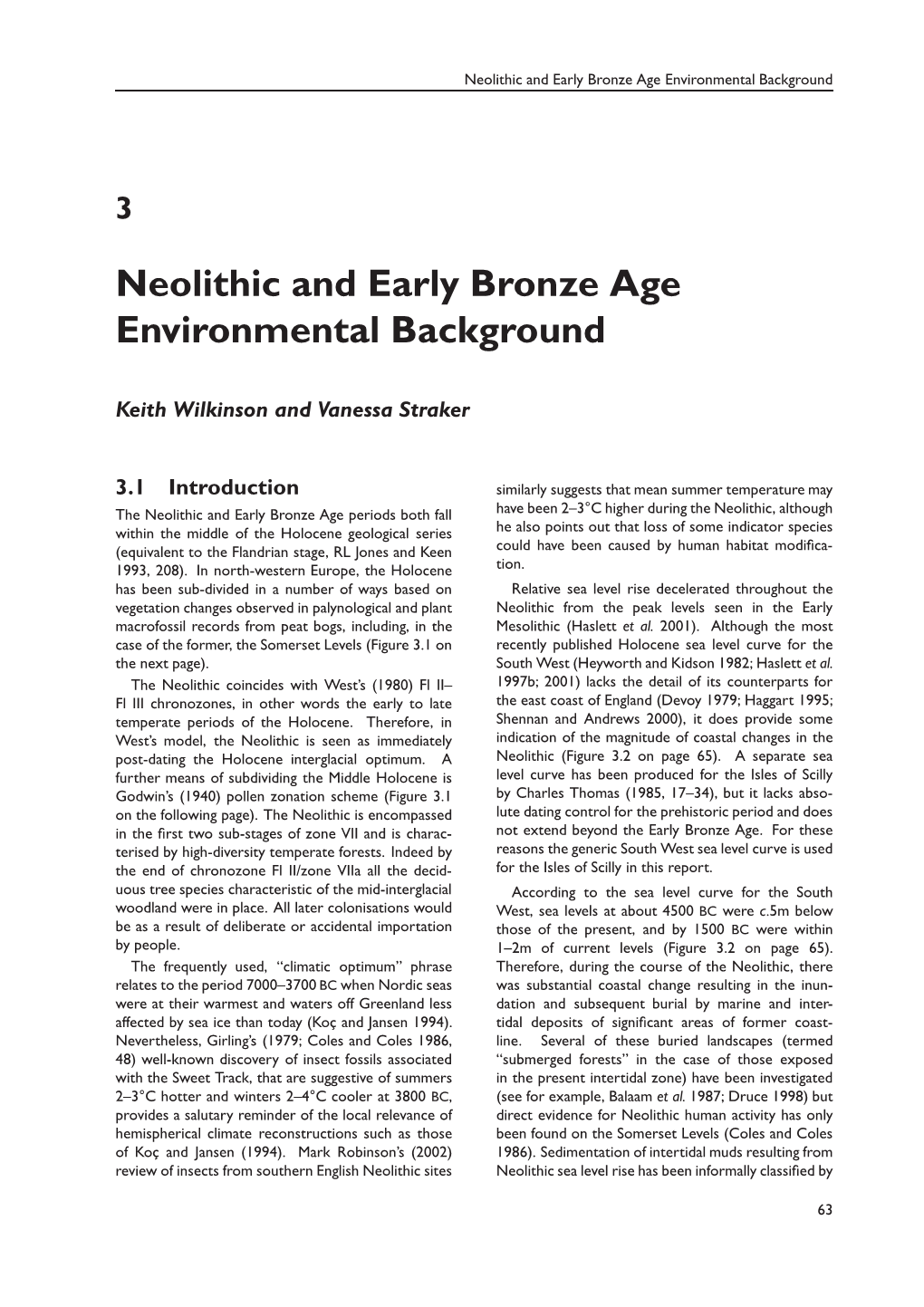 Neolithic and Early Bronze Age Environmental Background