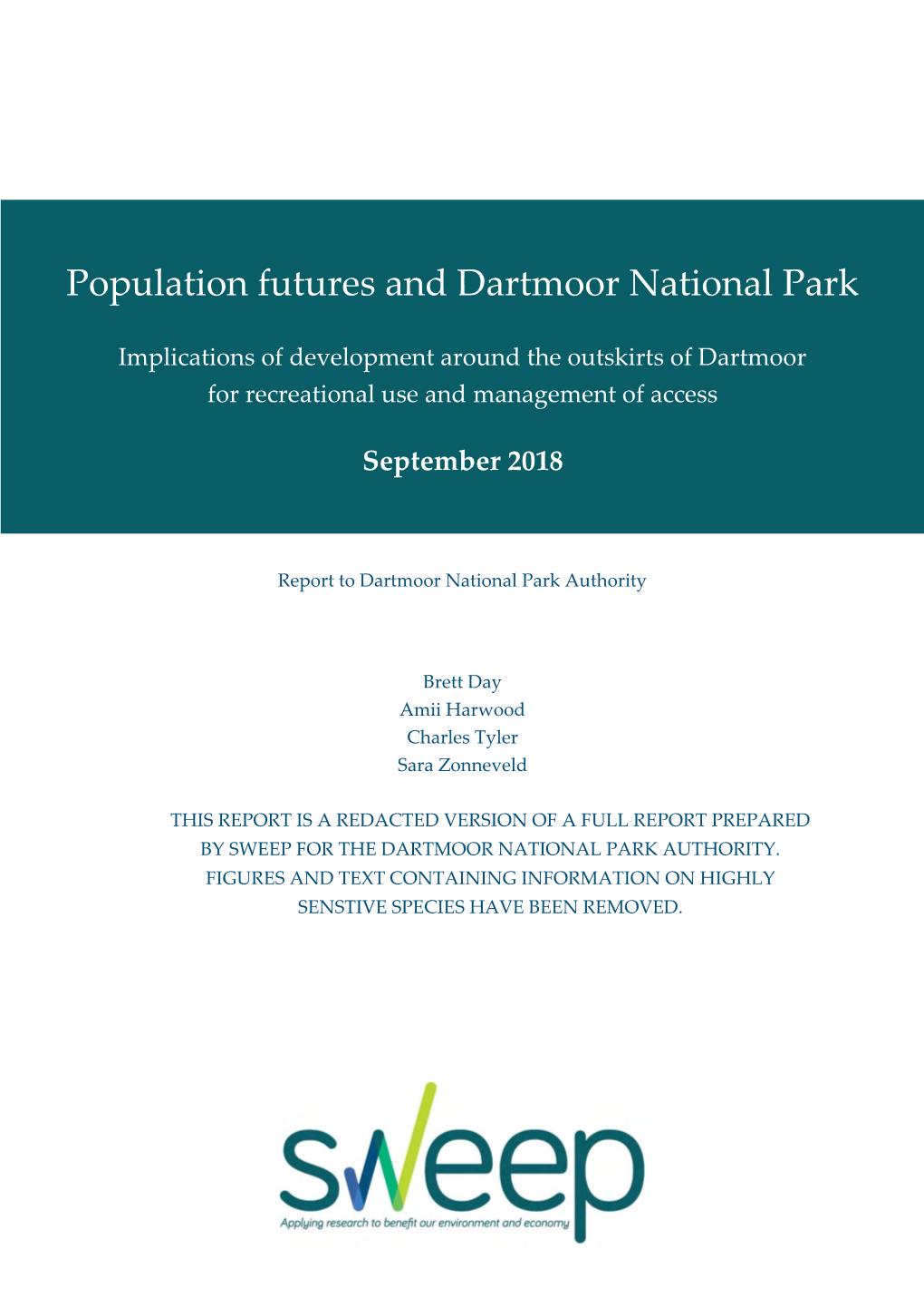 Population Futures and Dartmoor National Park