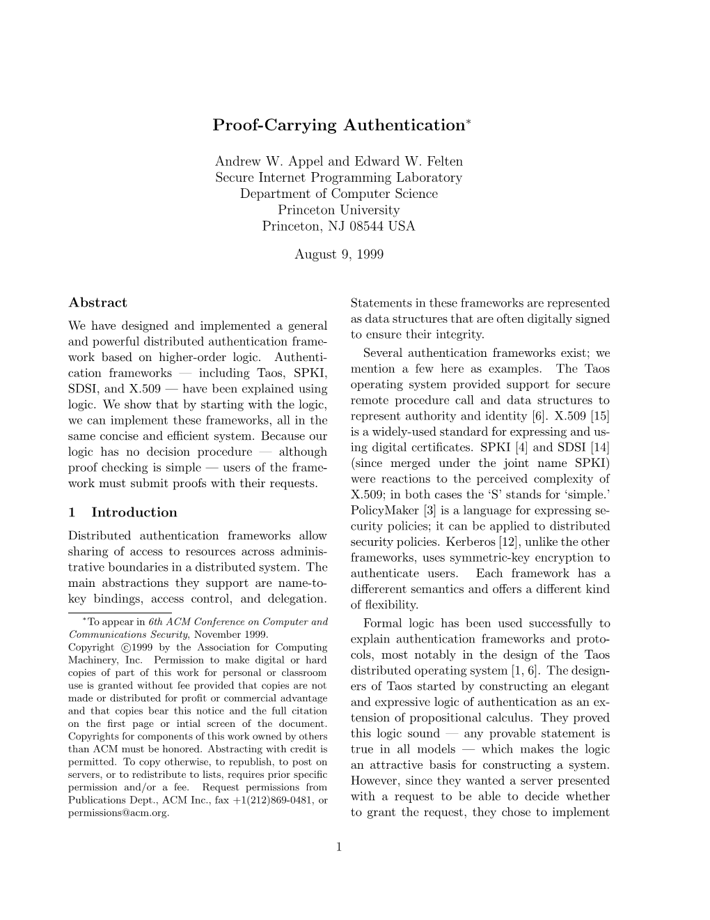 Proof-Carrying Authentication∗