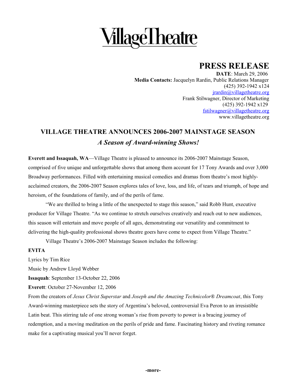 FOR IMMEDIATE RELEASE: March 22, 2002