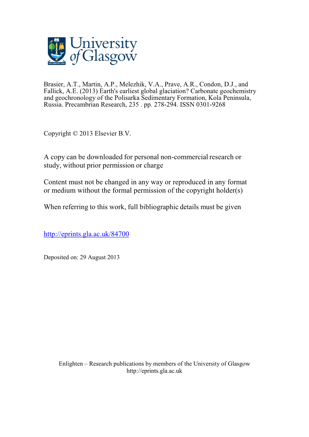 The Huronian Glaciation