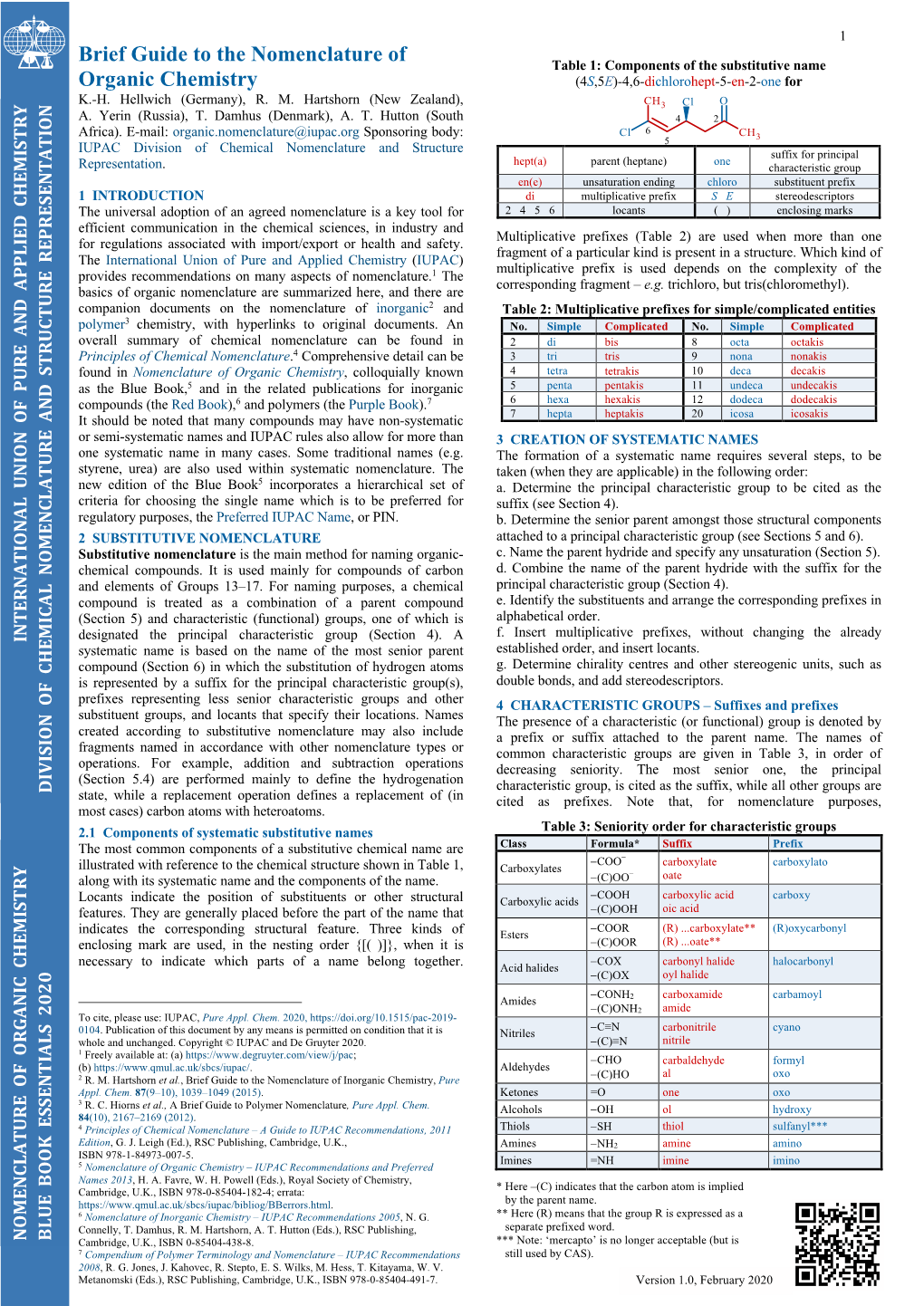 Brief Guide to the Nomenclature of Organic Chemistry