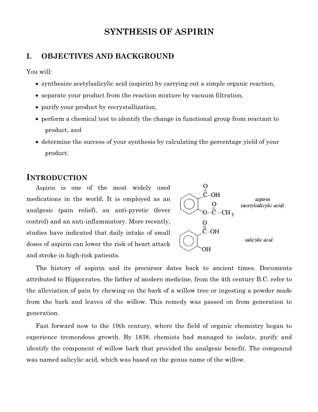 Synthesis of Aspirin