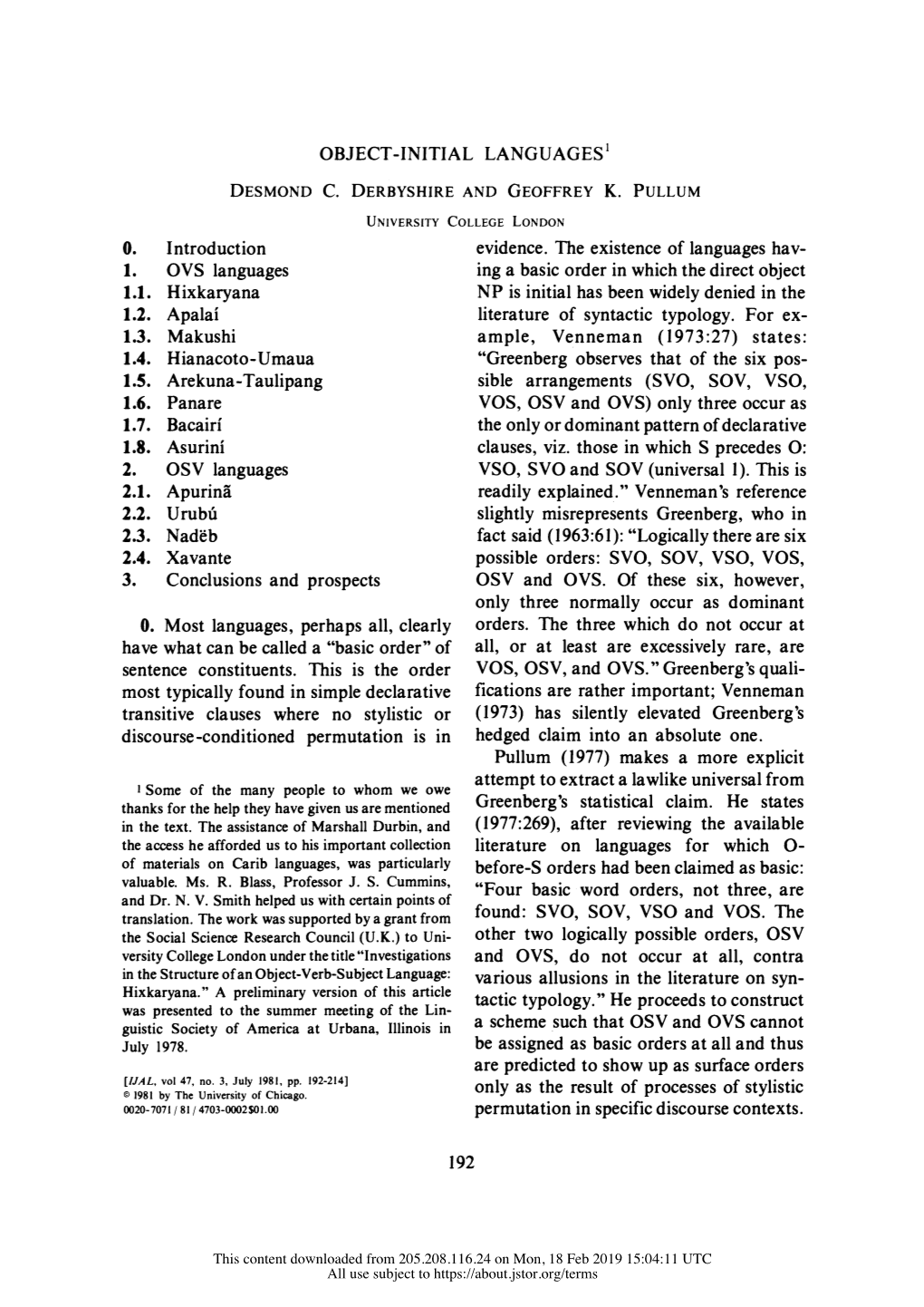 Object-Initial Languages1