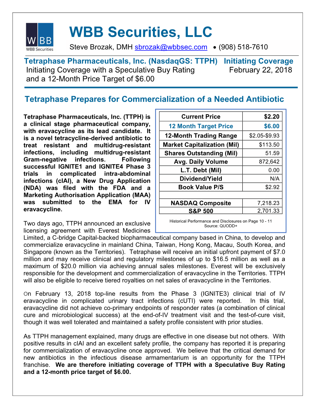 Tetraphase Pharmaceuticals, Inc