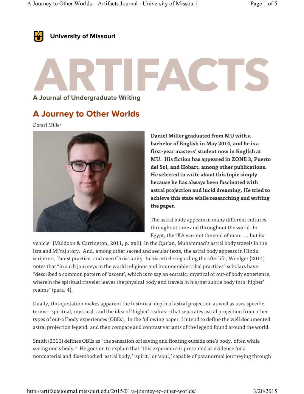 A Journey to Other Worlds – Artifacts Journal - University of Missouri Page 1 of 5