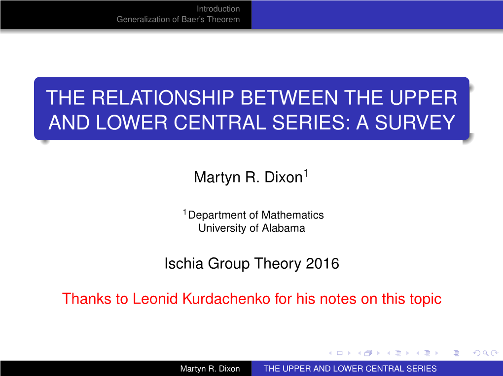 The Relationship Between the Upper and Lower Central Series: a Survey