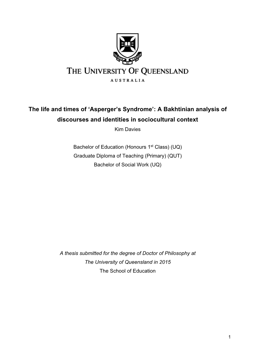 The Life and Times Of'asperger's Syndrome': a Bakhtinian Analysis Of