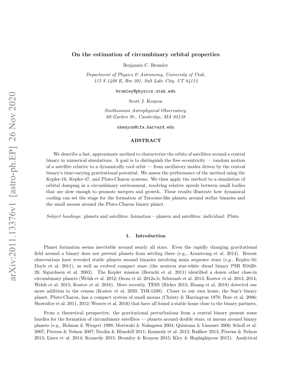 Arxiv:2011.13376V1 [Astro-Ph.EP] 26 Nov 2020 Welsh Et Al