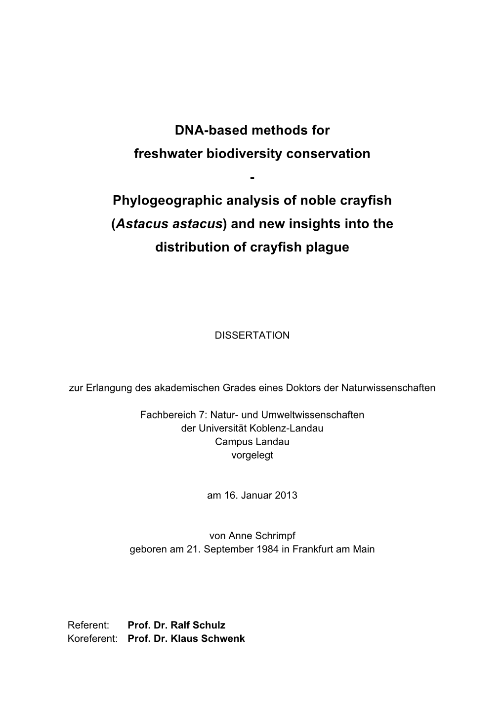 DNA-Based Methods for Freshwater Biodiversity Conservation