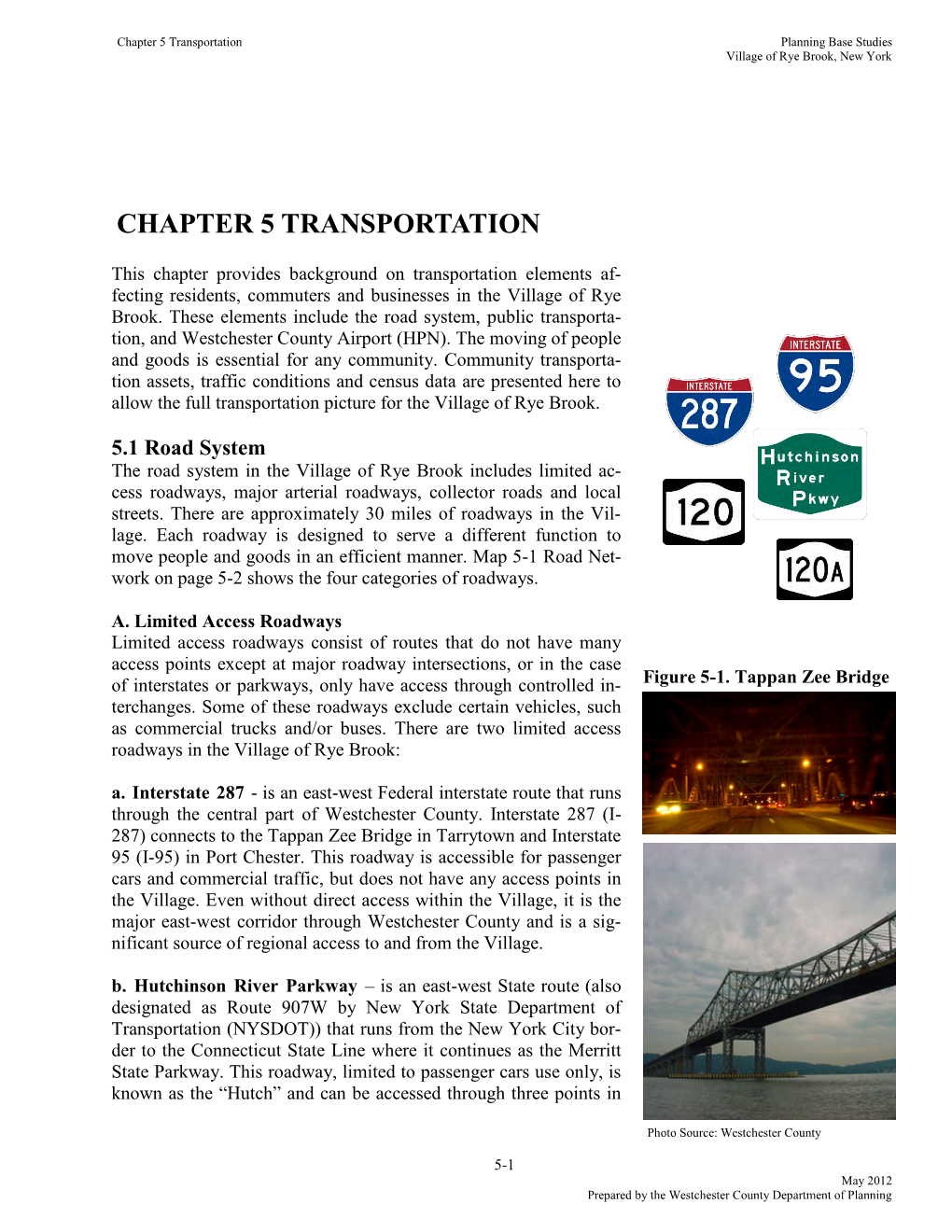 Chapter 5 Transportation Planning Base Studies Village of Rye Brook, New York