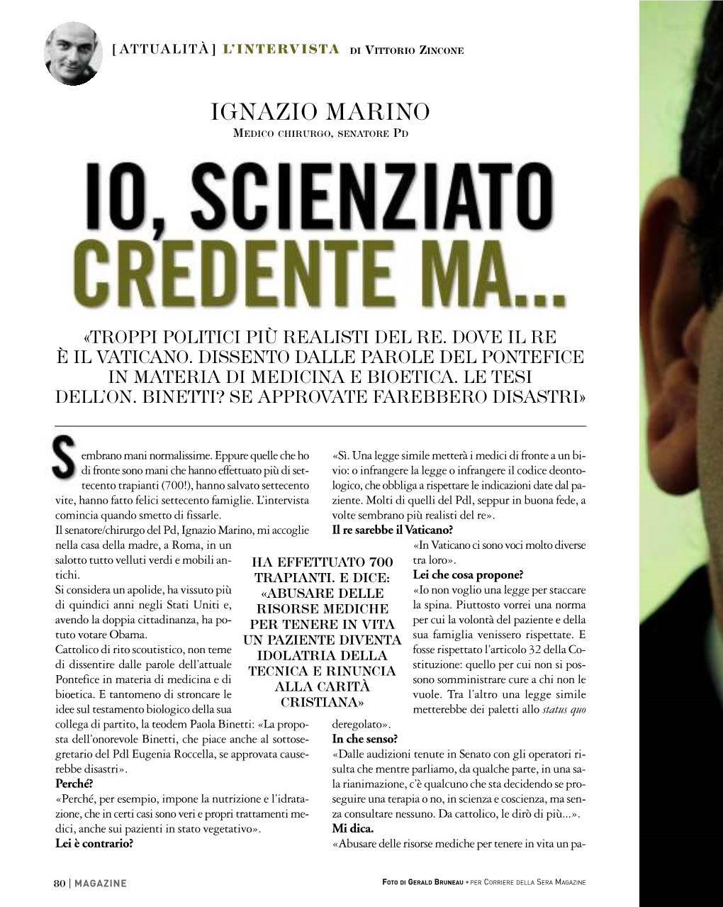 Ignazio Marino Medico Chirurgo, Senatore Pd