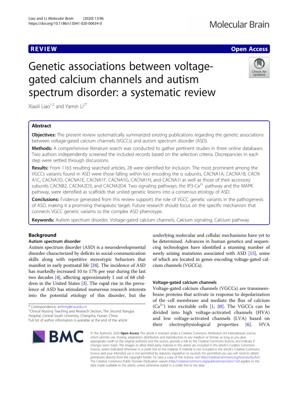 Genetic Associations Between Voltage-Gated Calcium Channels (Vgccs) and Autism Spectrum Disorder (ASD)