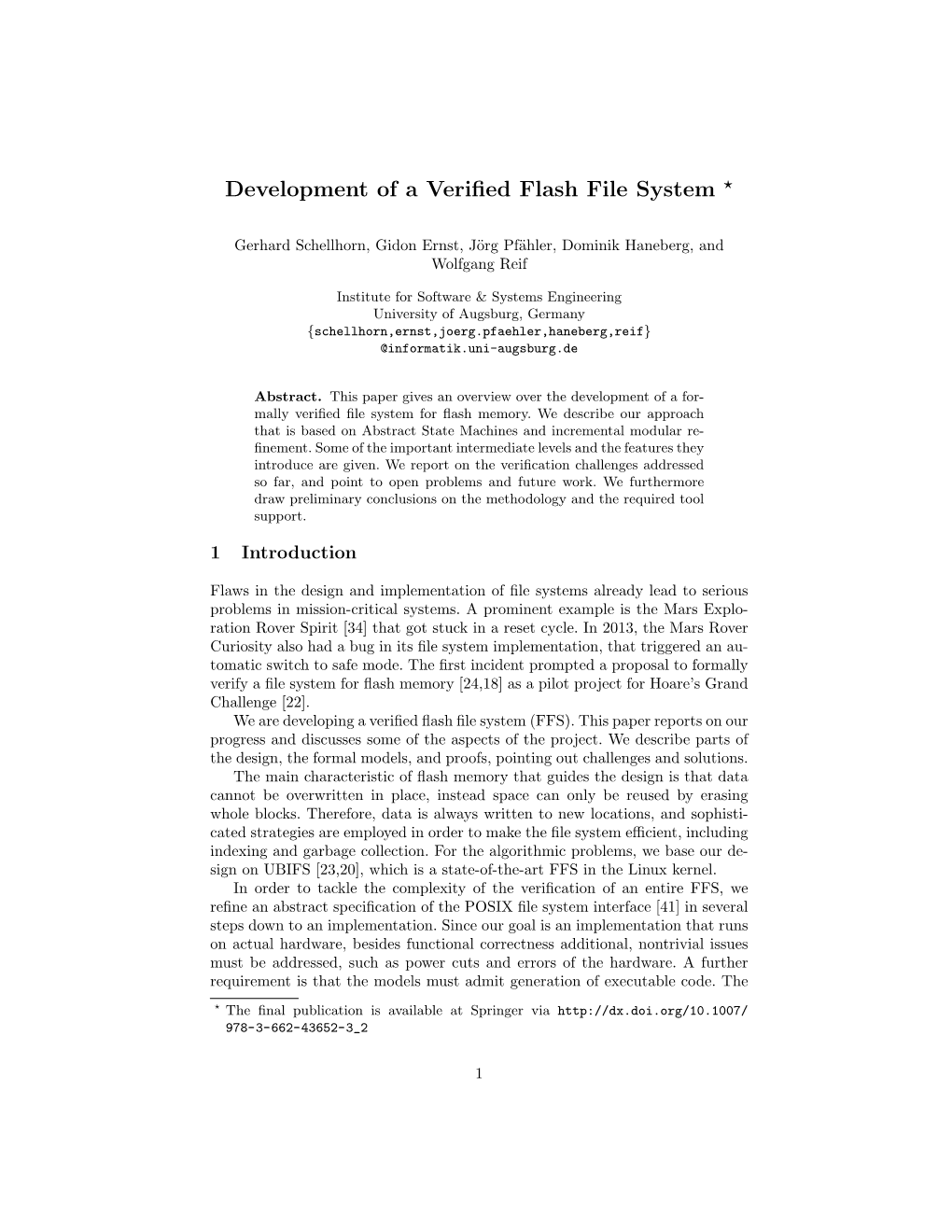 Development of a Verified Flash File System ⋆