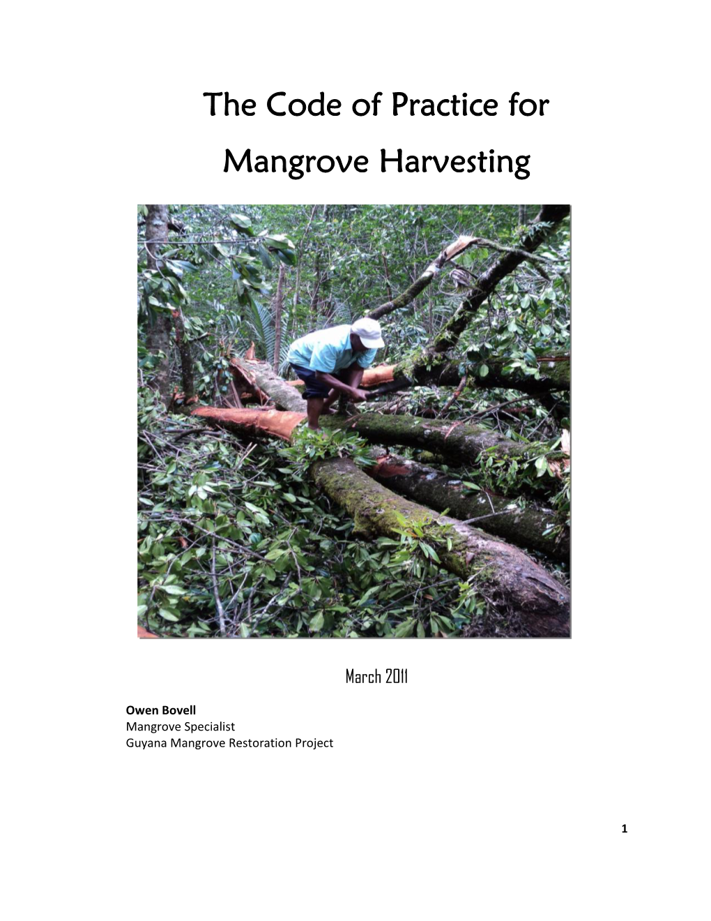 The Code of Practice for Mangrove Harvesting