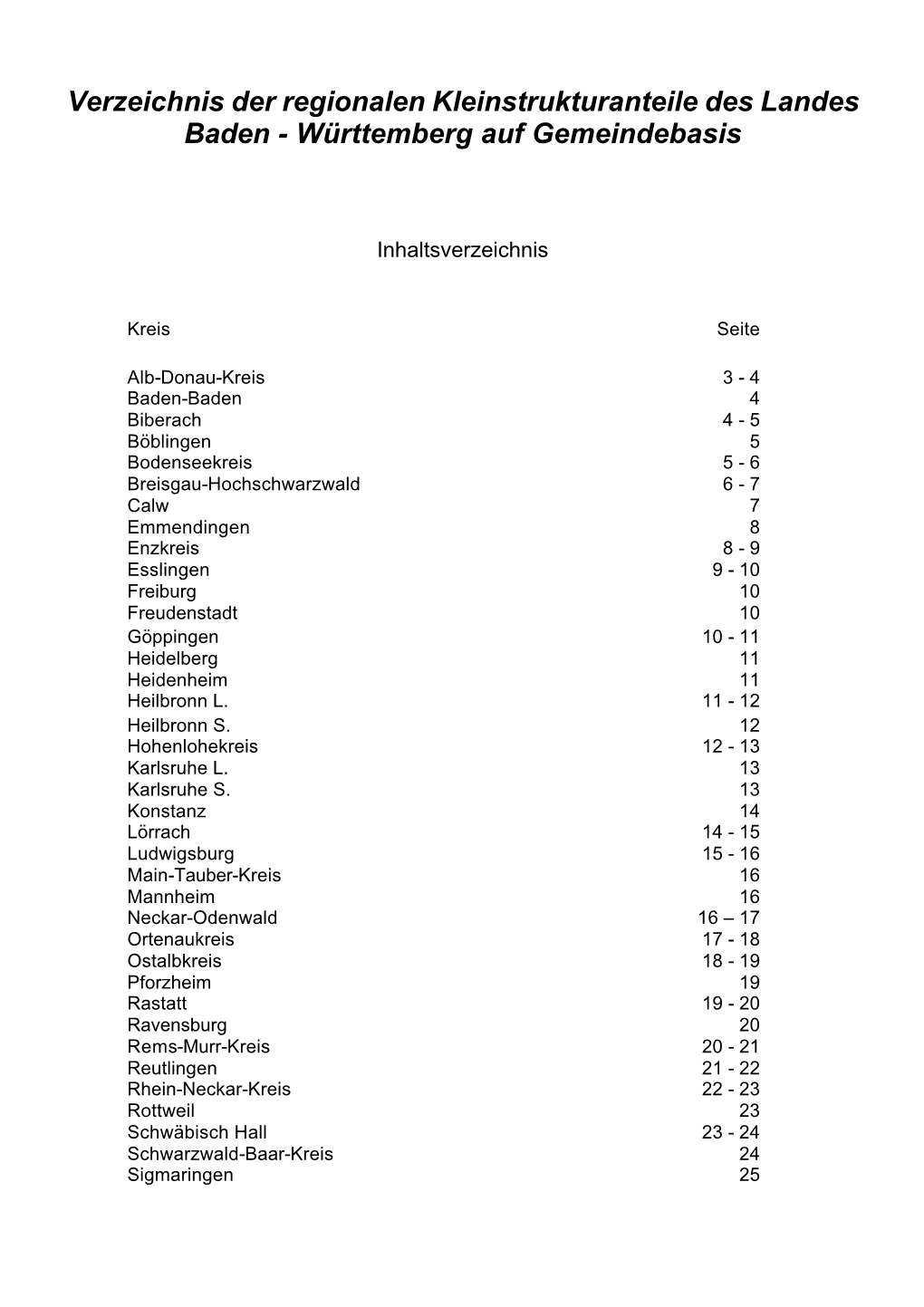 Baden-Württemberg Verzeichnis Der Bundesländer