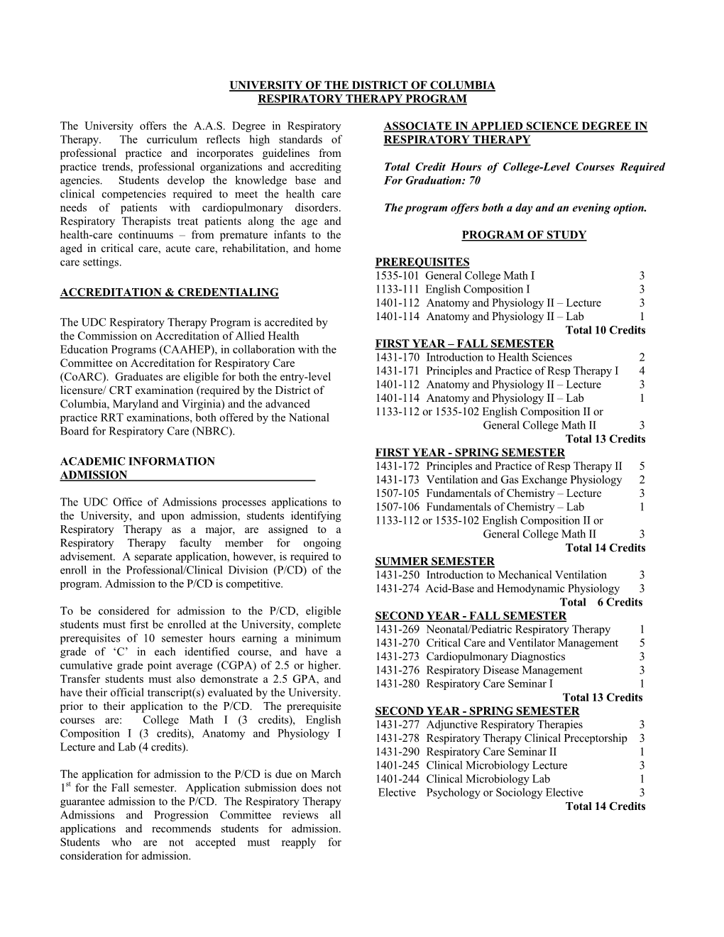 Respiratory Therapy Program