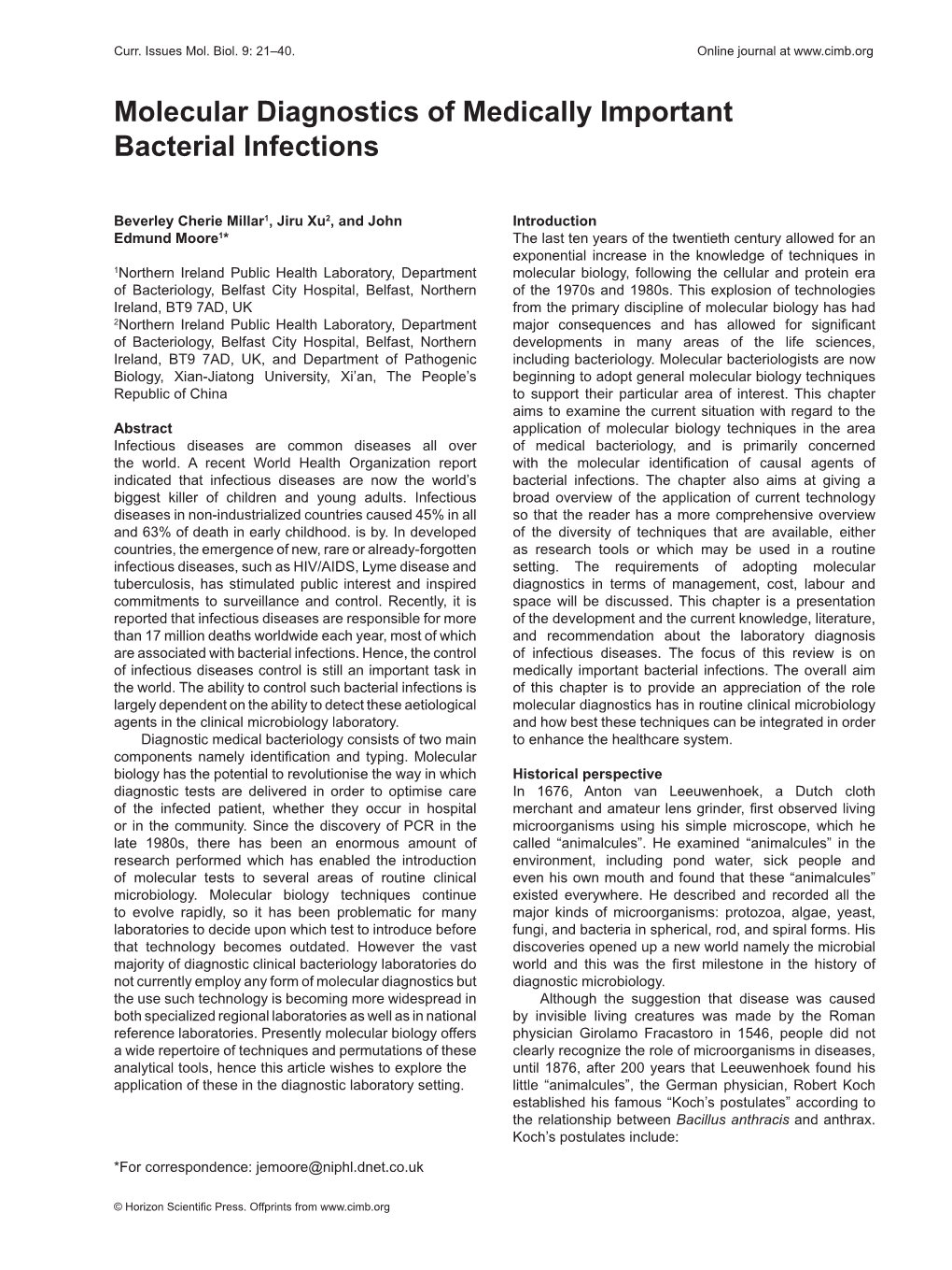 Molecular Diagnostics of Medically Important Bacterial Infections