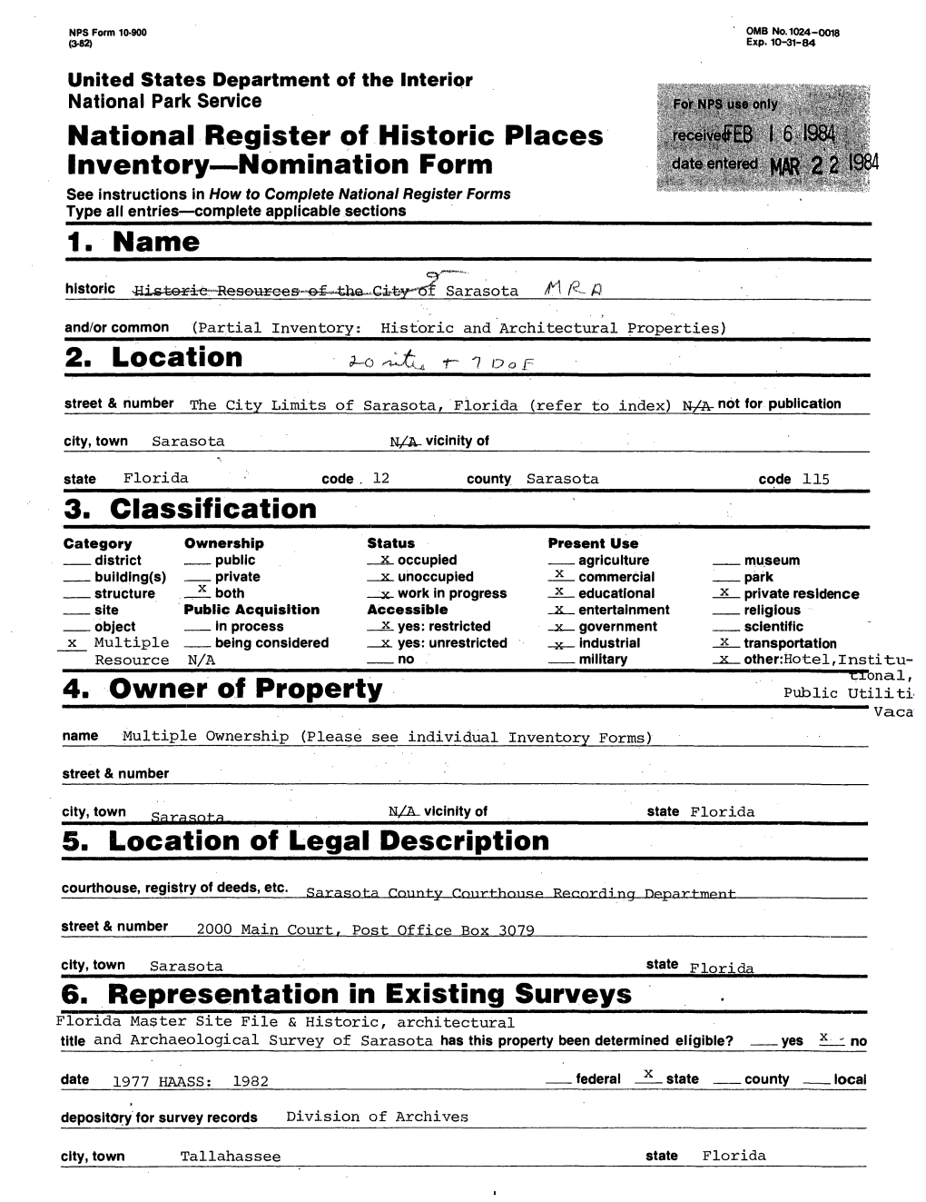 National Register of Historic Places Inventory Nomination Form 1