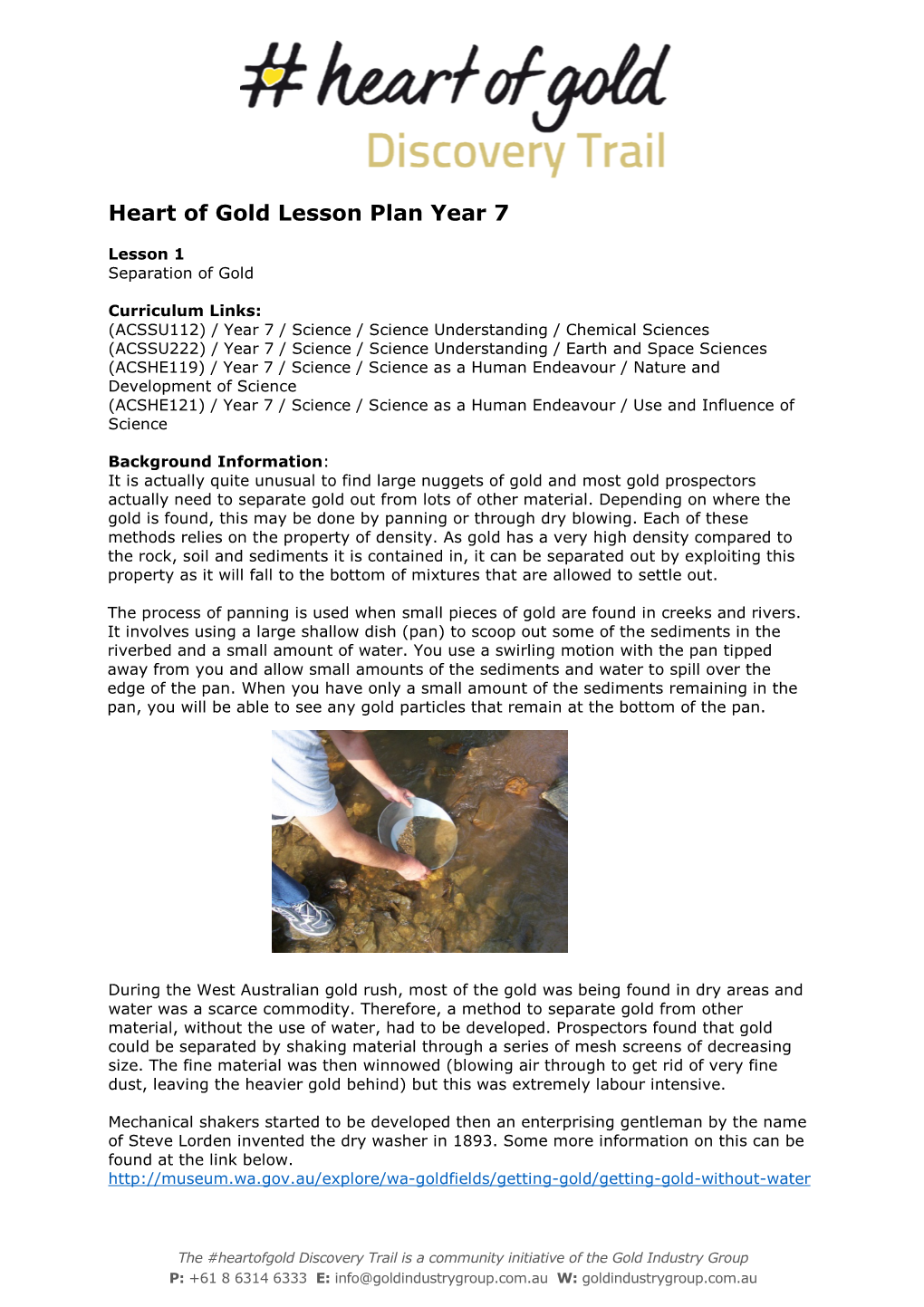 Heart of Gold Lesson Plan Year 7