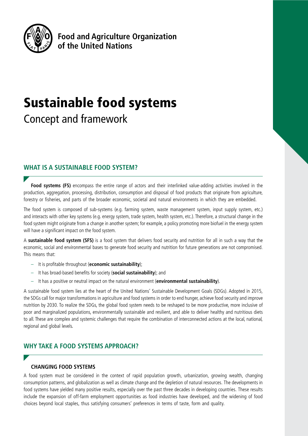 Sustainable Food Systems Concept and Framework