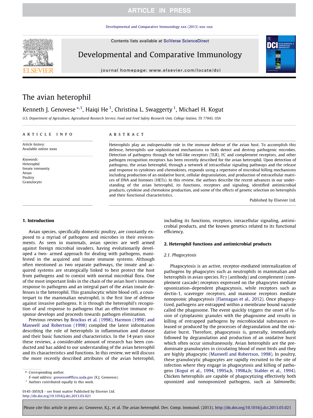 The Avian Heterophil ⇑ Kenneth J