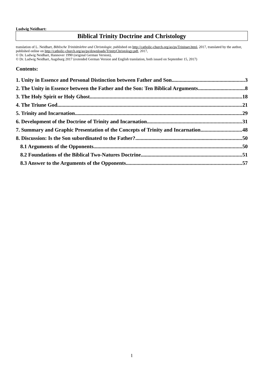 Biblical Trinity Doctrine and Christology Translation of L