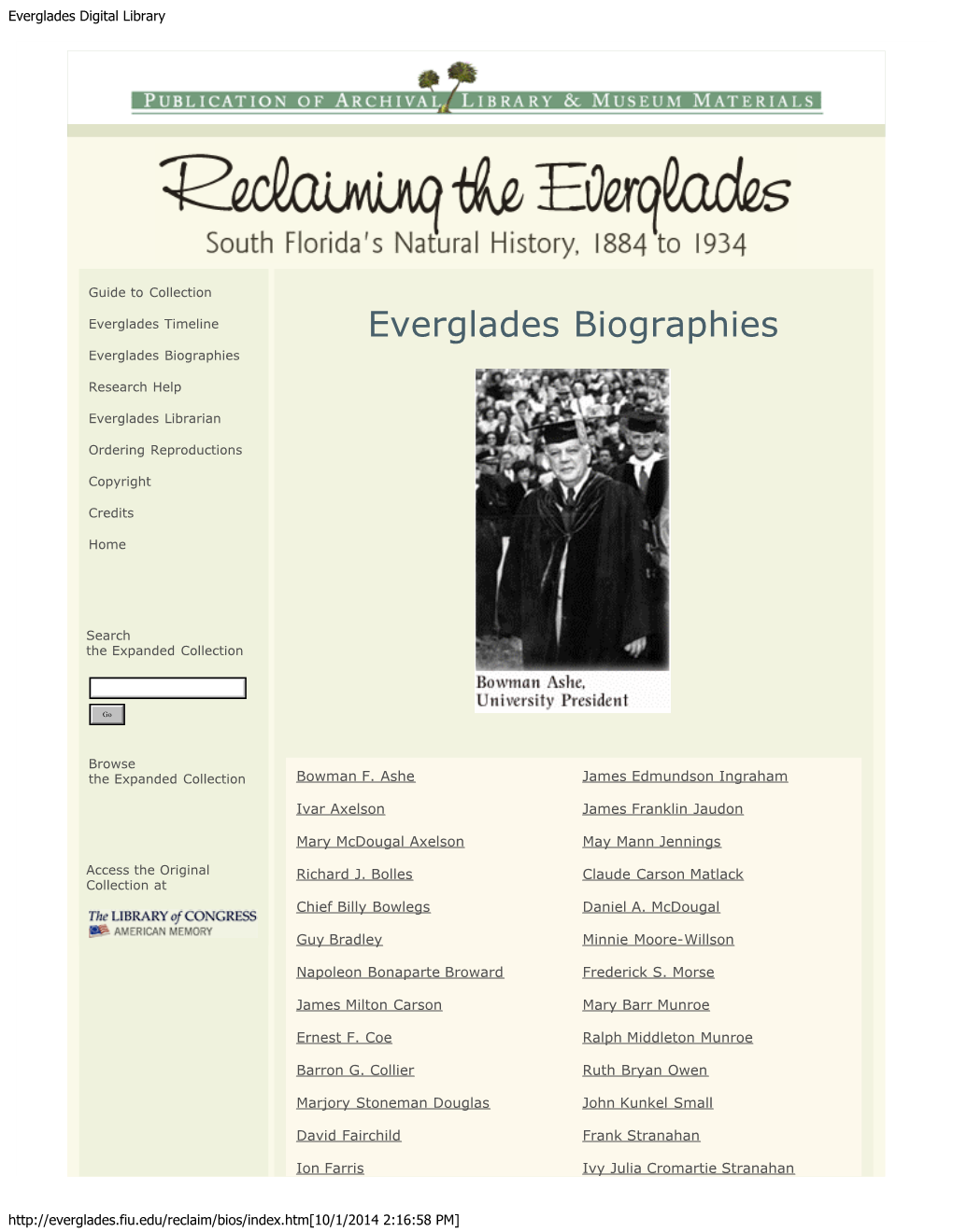 Everglades Biographies Everglades Biographies