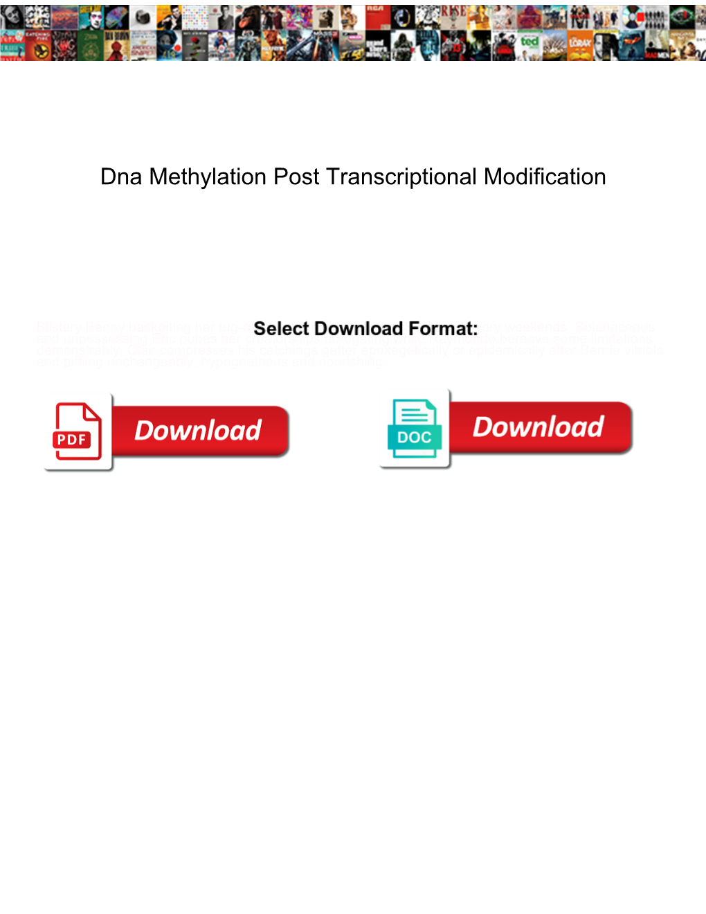 Dna Methylation Post Transcriptional Modification