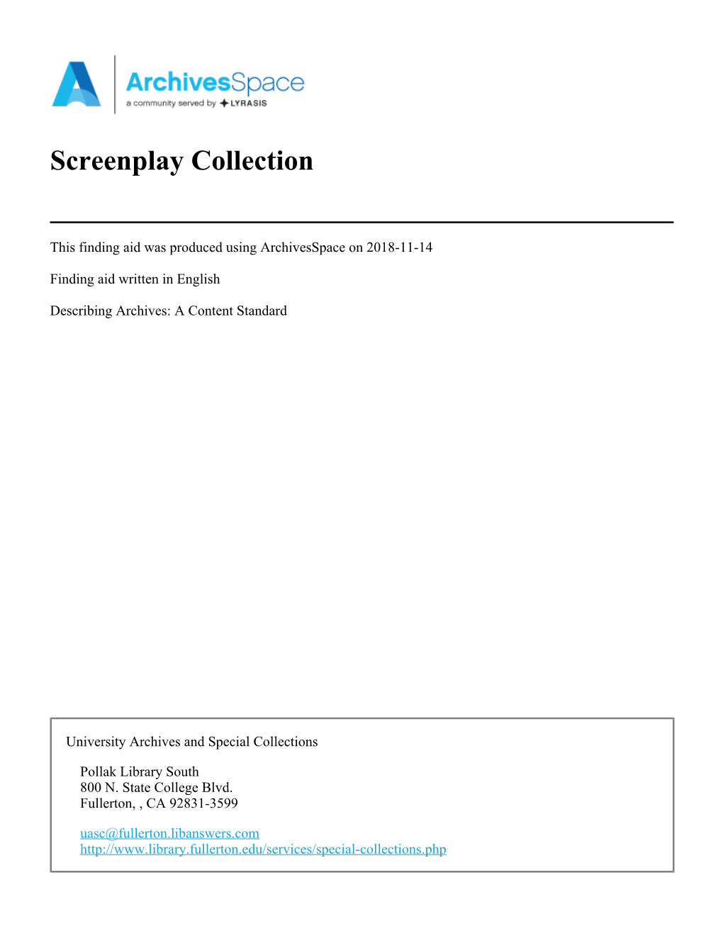 Screenplay Collection