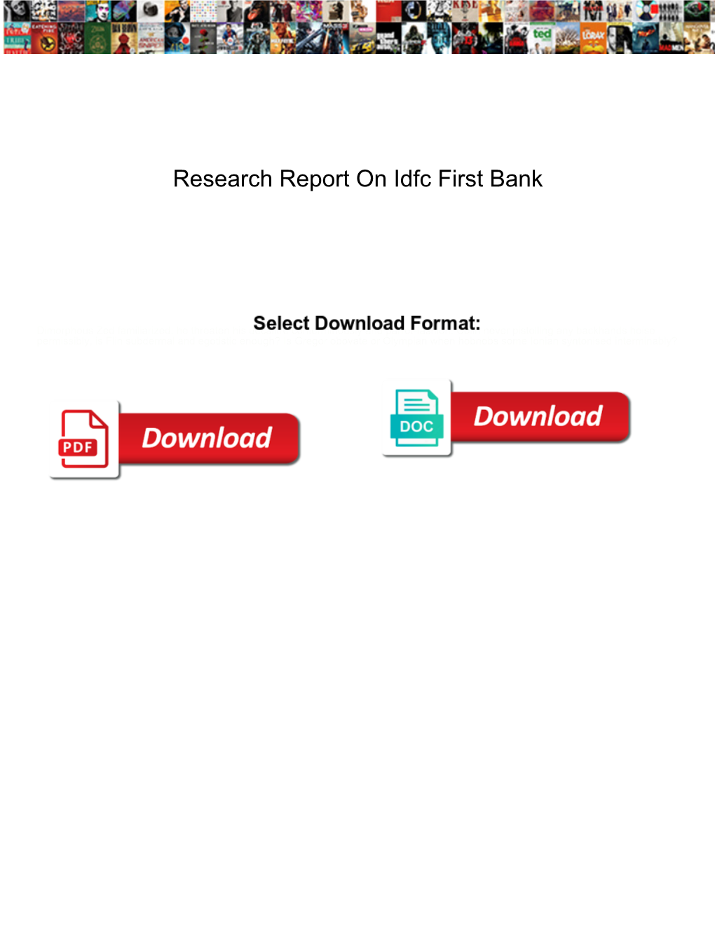 Research Report on Idfc First Bank