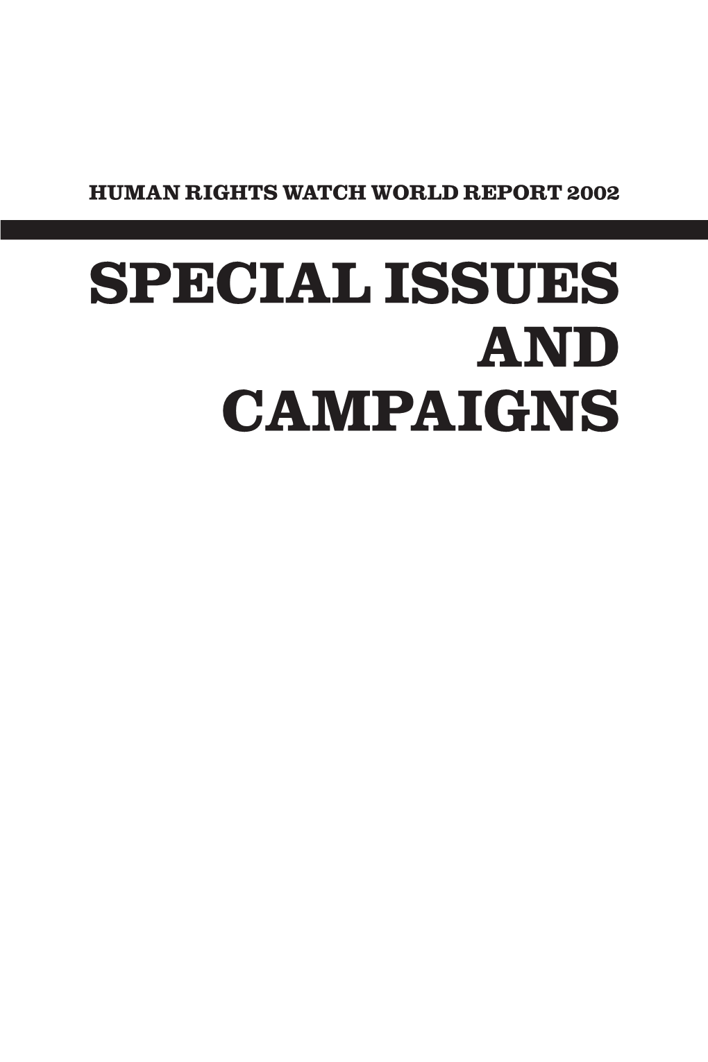 SPECIAL ISSUES and CAMPAIGNS Internally Displaced Family in Sierra Leone