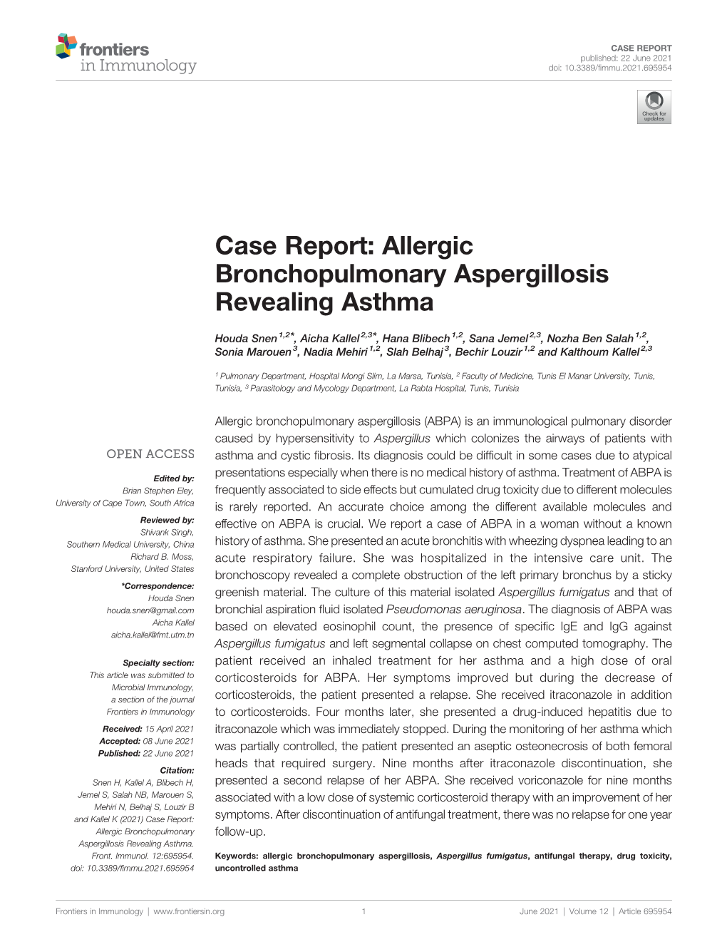 Allergic Bronchopulmonary Aspergillosis Revealing Asthma