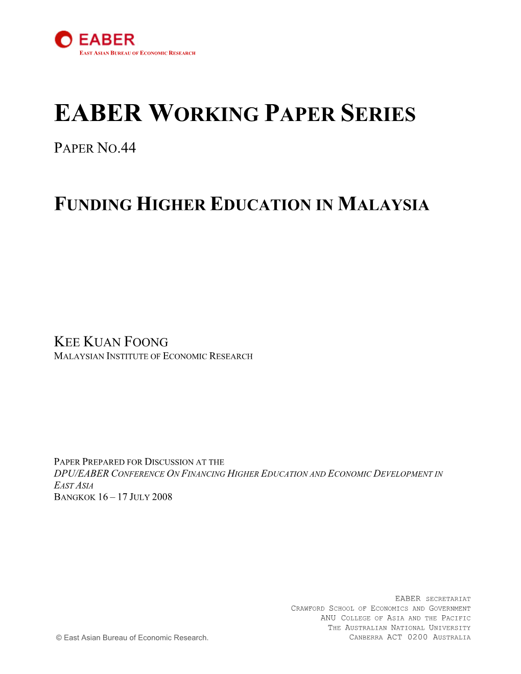 Eaber Working Paper Series