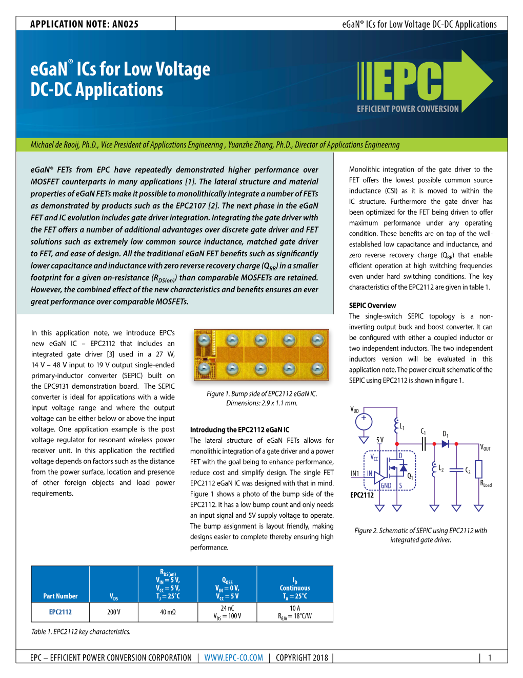 Egan® Ics for Low Voltage DC-DC Applications Egan® Ics for Low Voltage DC-DC Applications EFFICIENT POWER CONVERSION