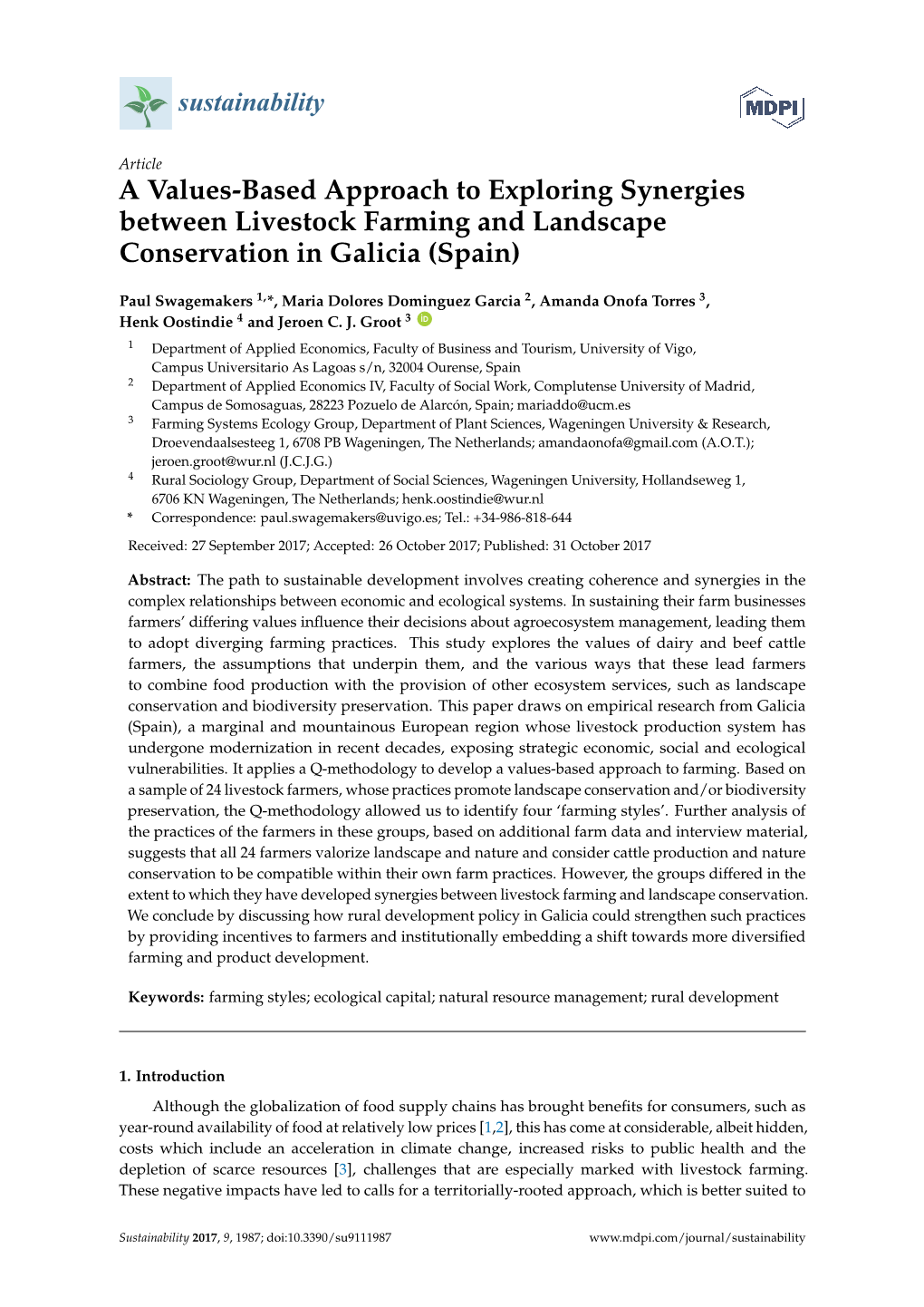 A Values-Based Approach to Exploring Synergies Between Livestock Farming and Landscape Conservation in Galicia (Spain)