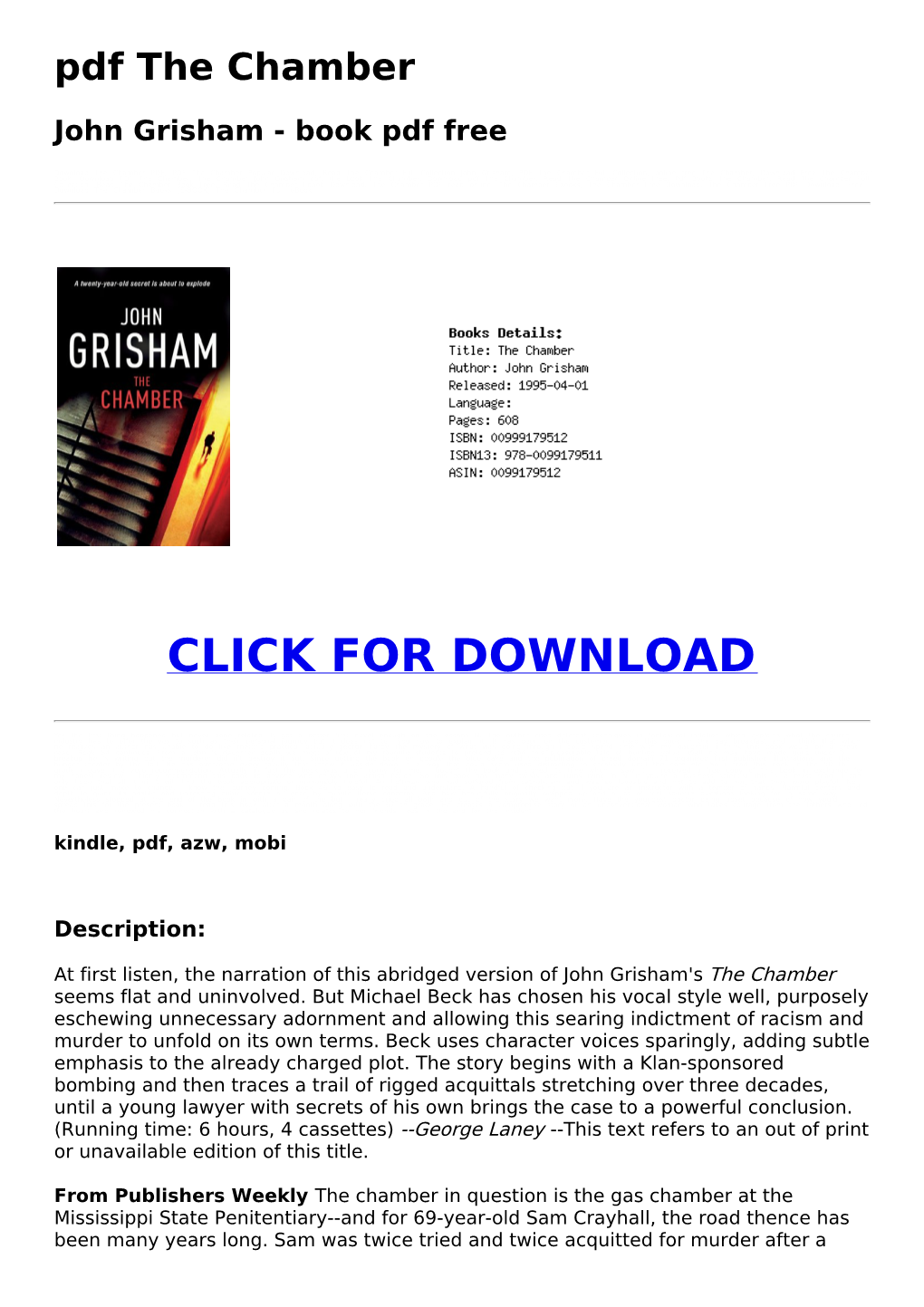 Pdf the Chamber John Grisham