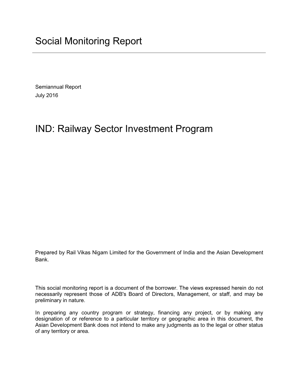 MFF Railway Sector Investment Program