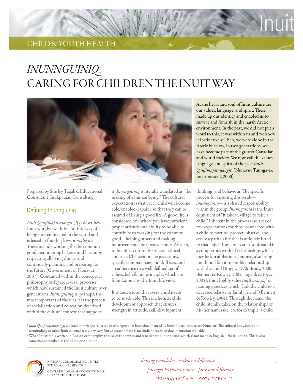 Inunnguiniq: Caring for Children the Inuit Way