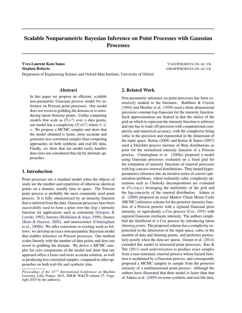 Scalable Nonparametric Bayesian Inference on Point Processes with Gaussian Processes