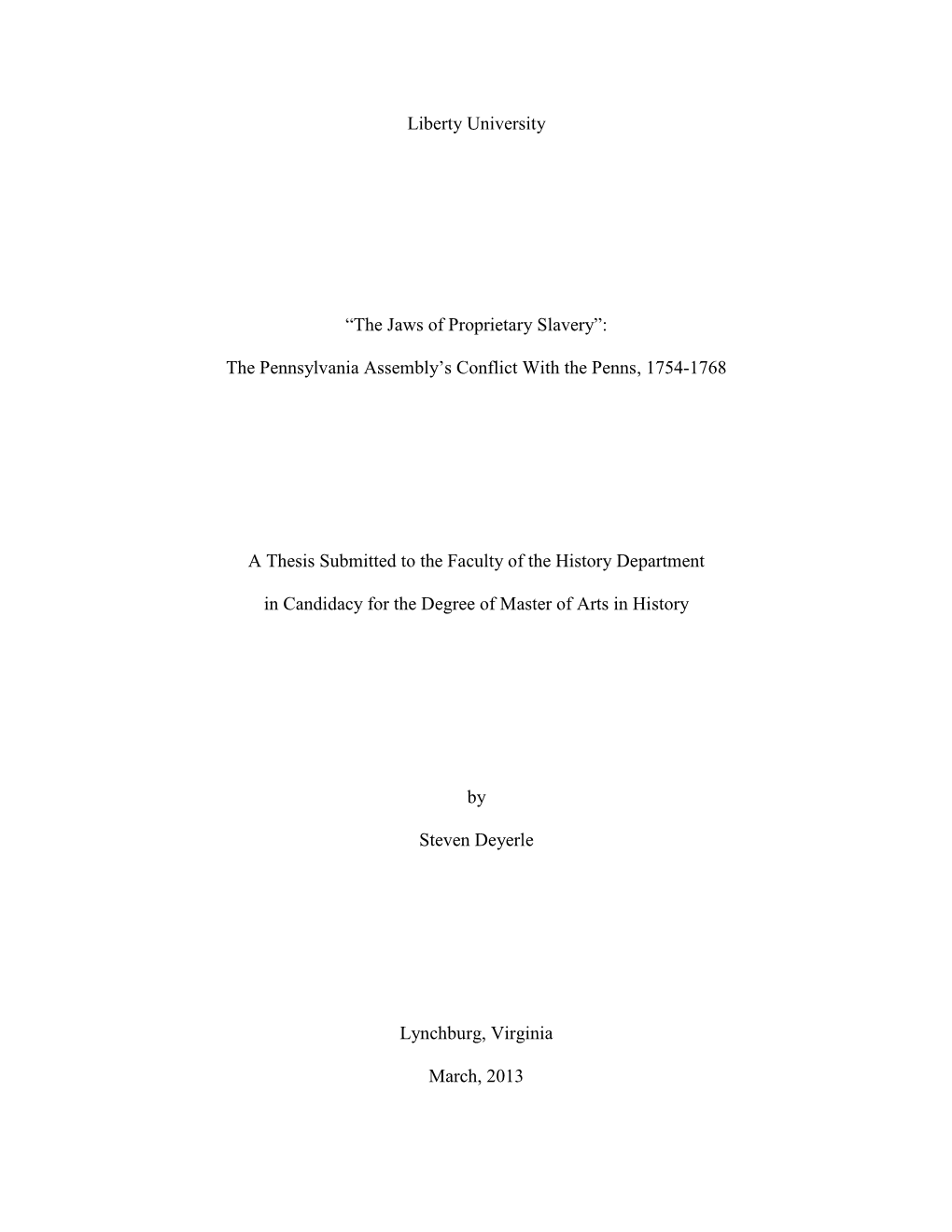 The Pennsylvania Assembly's Conflict with the Penns, 1754-1768