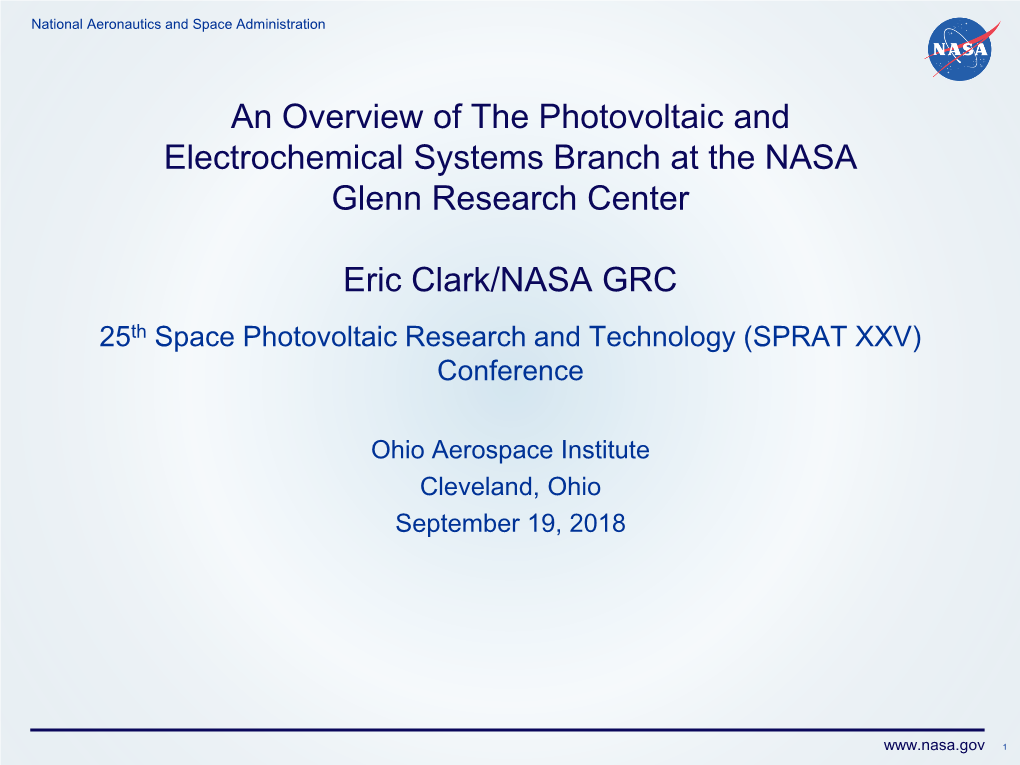 25Th Space Photovoltaic Research and Technology (SPRAT XXV) Conference