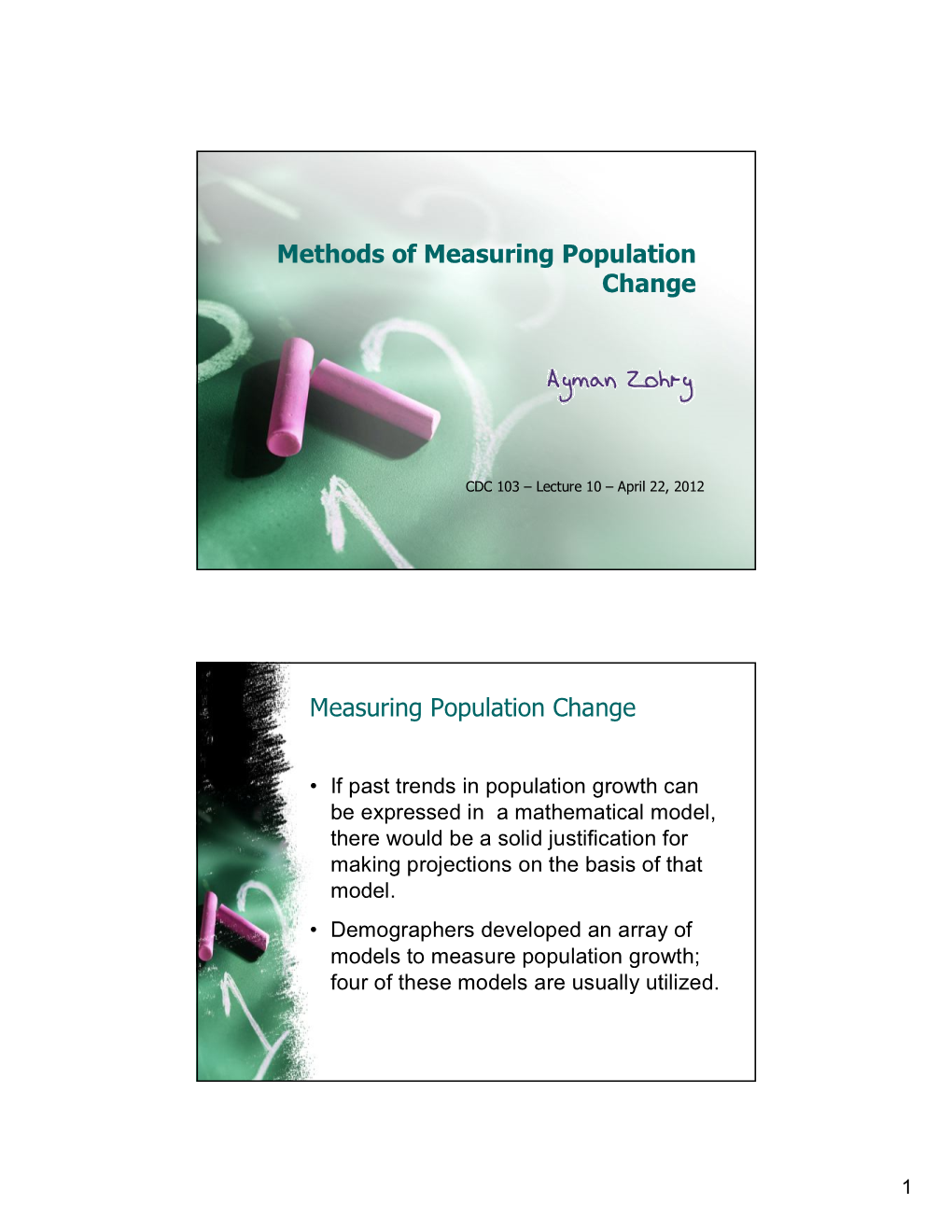 Methods of Measuring Population Change