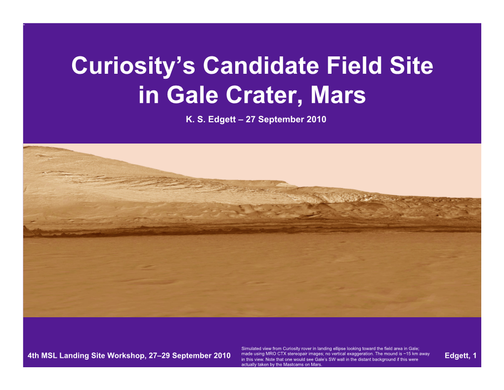 Curiosity's Candidate Field Site in Gale Crater, Mars