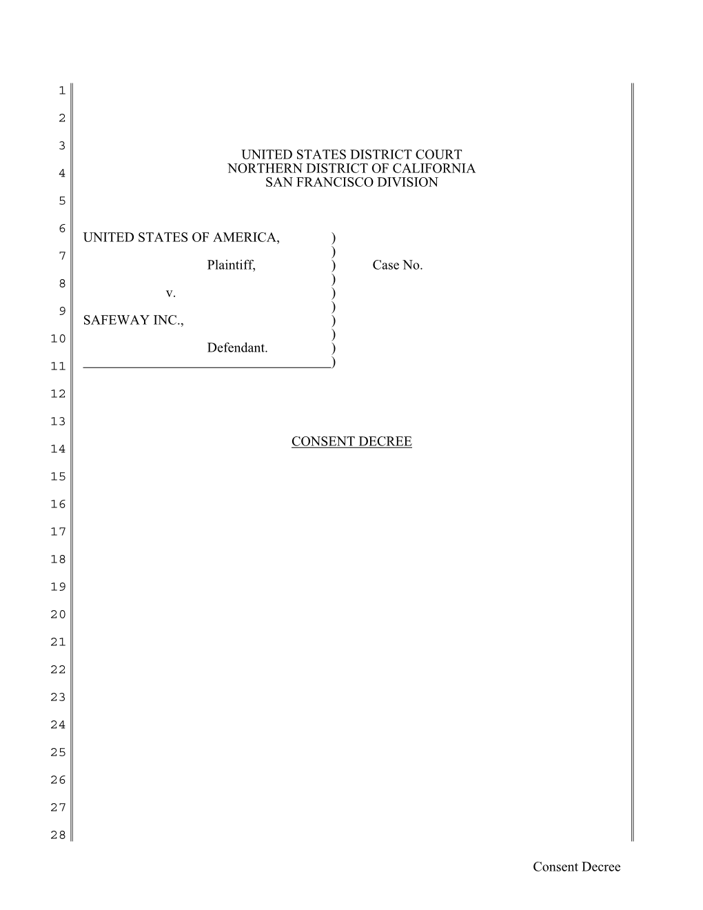 Consent Decree: Safeway, Inc. (PDF)