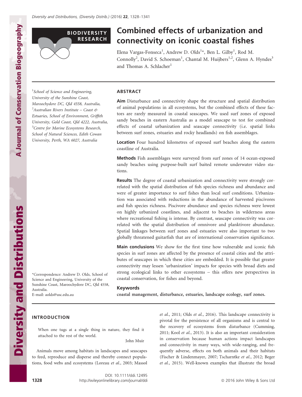 Combined Effects of Urbanization and Connectivity on Iconic Coastal Fishes