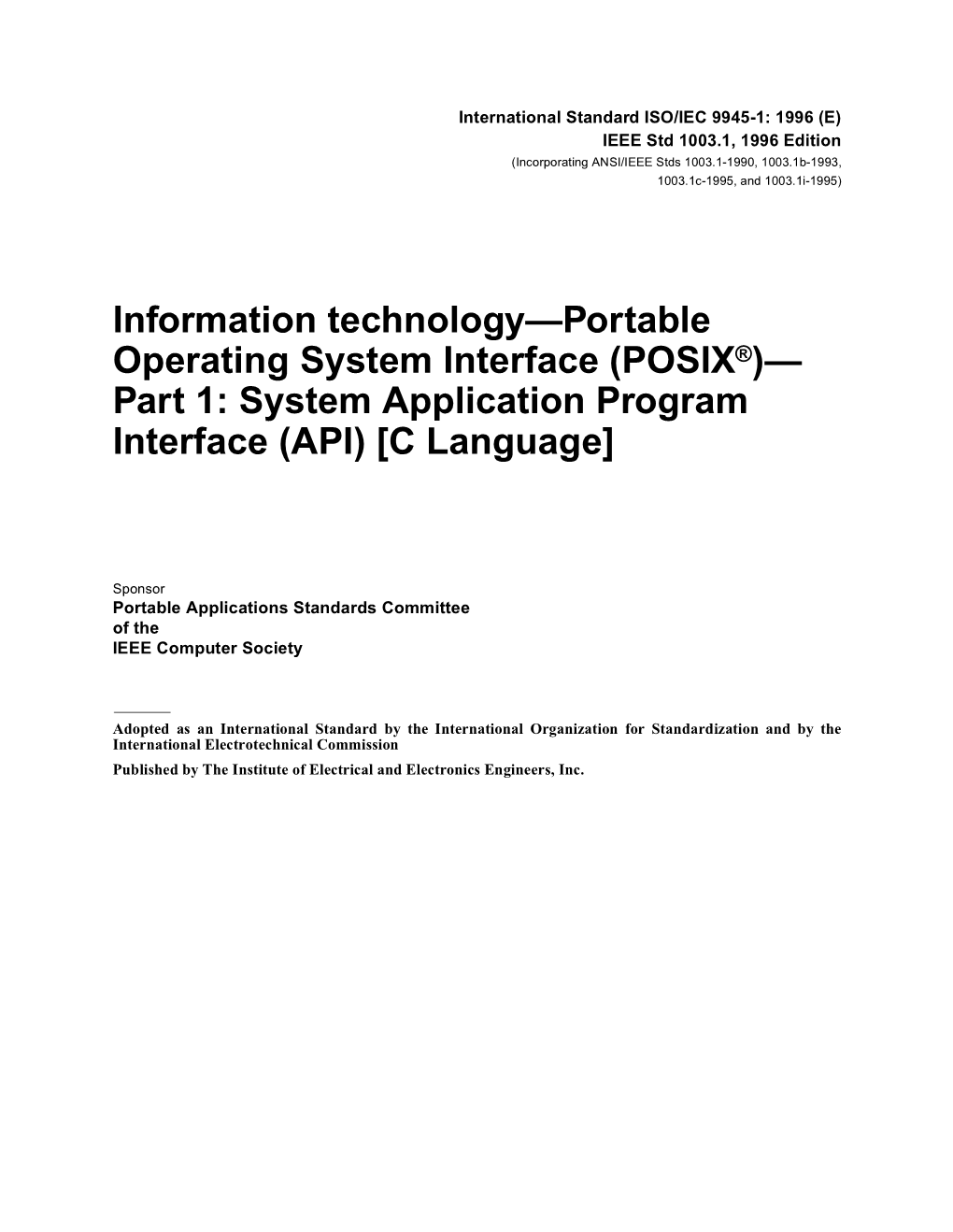 (POSIX®)— Part 1: System Application Program Interface (API) [C Language]